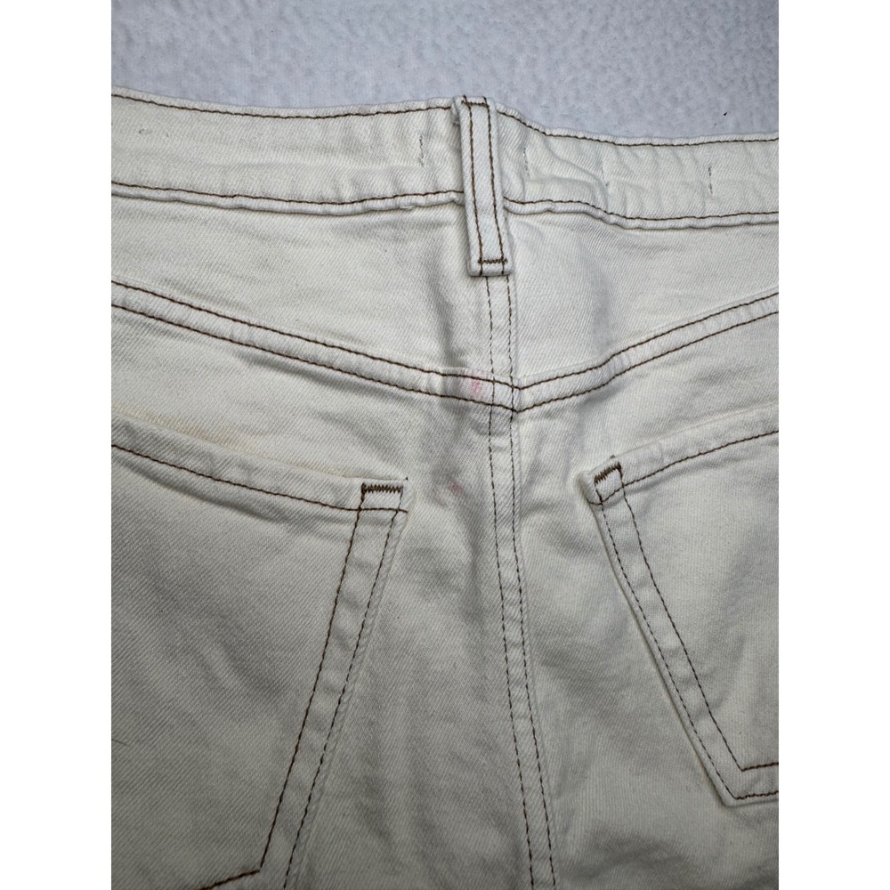 Wild Fable High Rise Rolled Cuff Denim Shorts Cream White Size 6 Contrast Stitch - Picture 6 of 6
